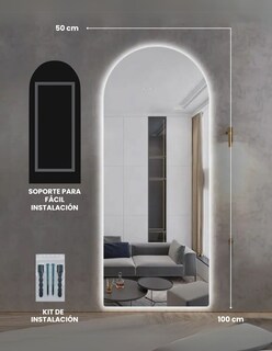 Foto 5 | Espejo Con Luz Led Cálida Forma Arco 50 X 100 Cm