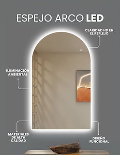 Foto 3 | Espejo Con Luz Led Cálida Forma Arco 60 X 120 Cm