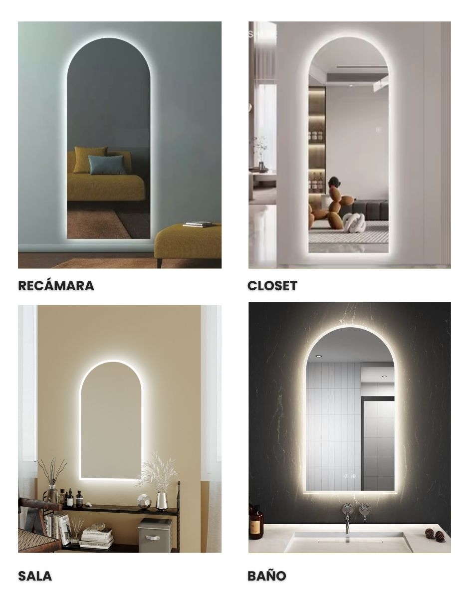 Foto 6 pulgar | Espejo Con Luz Led Cálida Forma Arco 60 X 120 Cm