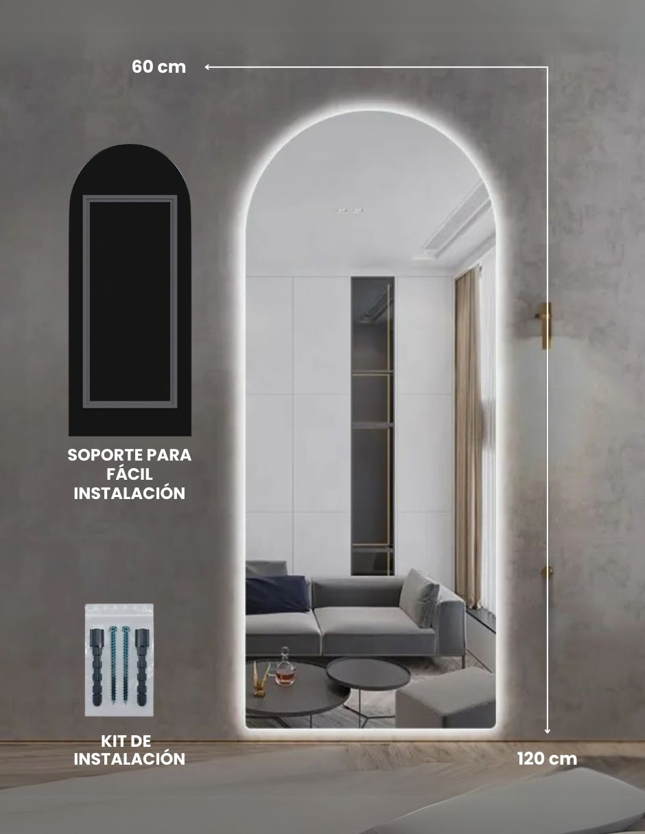 Foto 7 pulgar | Espejo Con Luz Led Cálida Forma Arco 60 X 120 Cm