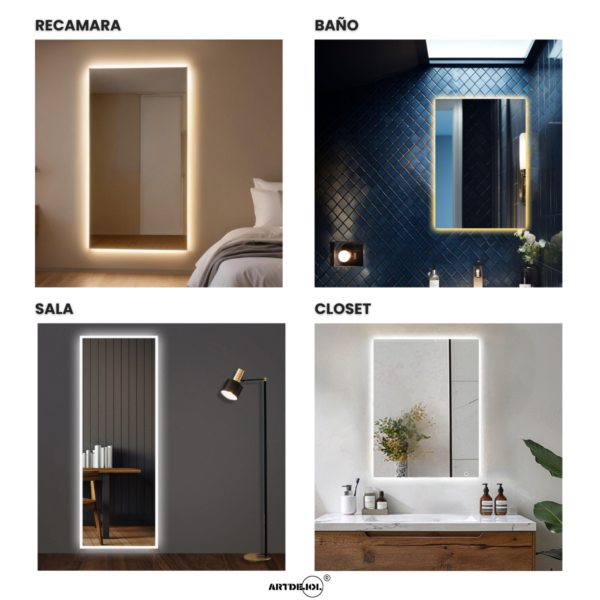 Foto 5 pulgar | Espejo Rectangular Con Luz Led Cálida 50x60 Cm Decoración Hogar
