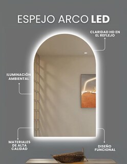 Foto 4 | Espejo Con Luz Led Cálida Forma Arco 40 X 80 Cm