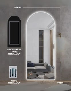 Foto 6 | Espejo Con Luz Led Cálida Forma Arco 40 X 80 Cm