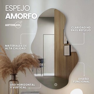 Foto 2 | Espejo Led Touch Luz Cálida Forma Irregular 70x120 Cm Imagen Hd