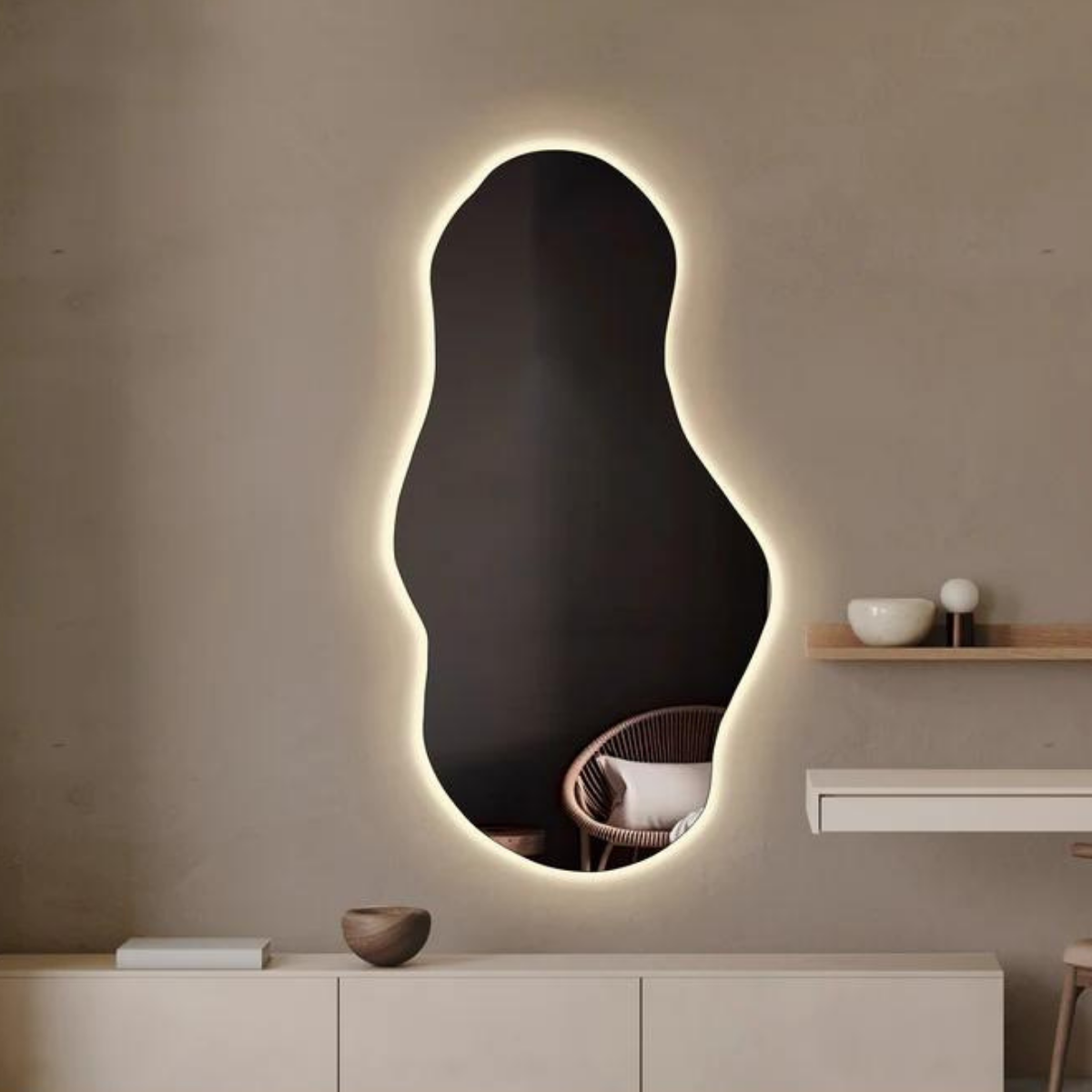 Foto 6 pulgar | Espejo Led Touch Luz Cálida Forma Irregular 70x120 Cm Imagen Hd