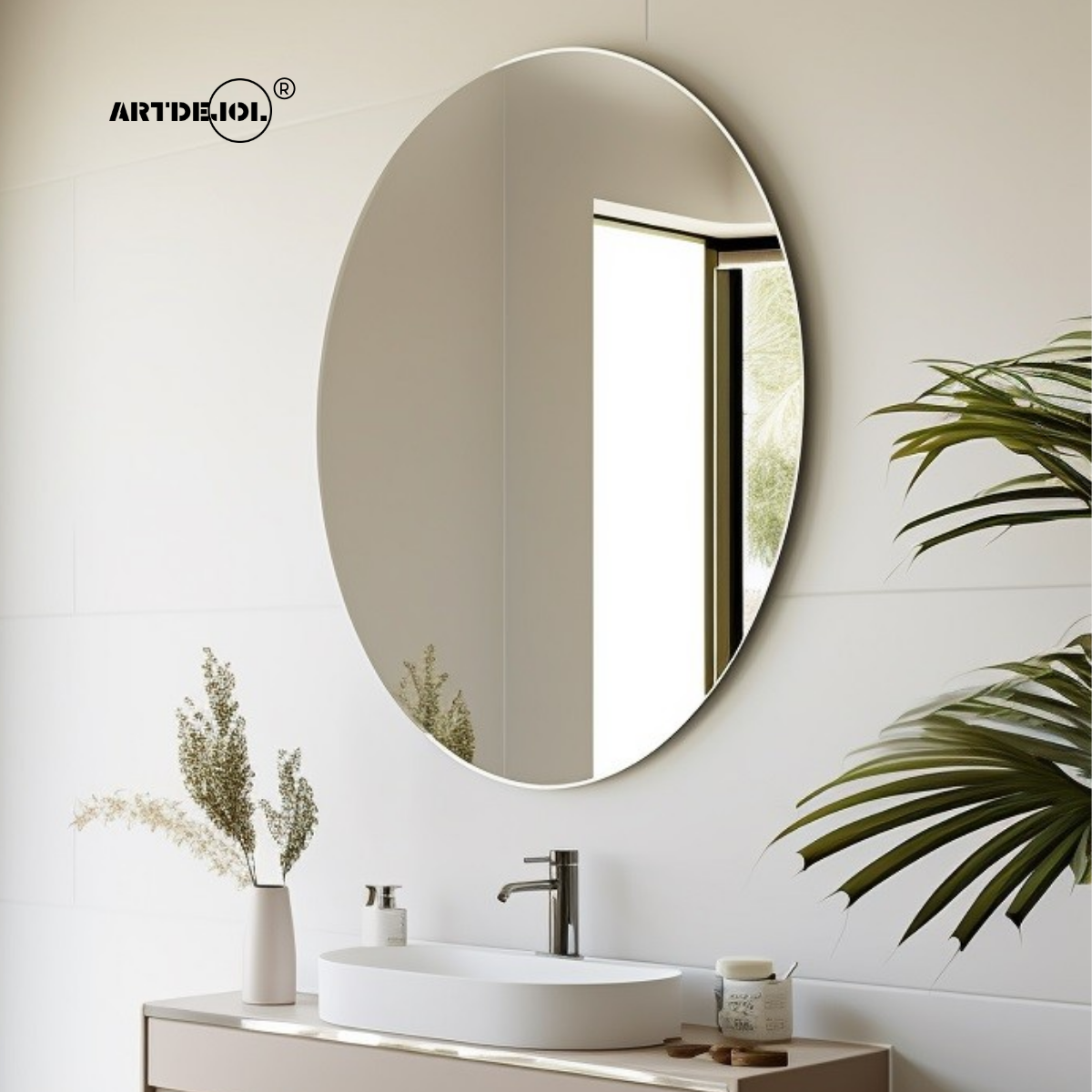 Foto 4 | Espejo Ovalado 4 Mm 70x120 Cm Decoración Hogar Imagen Sin Distorsión
