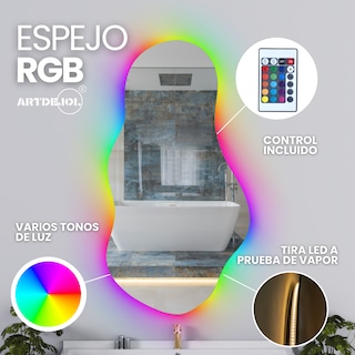 Foto 2 | Espejo Luz Led Rgb Forma Irregular 60x90 Cm Imagen Sin Distorsión