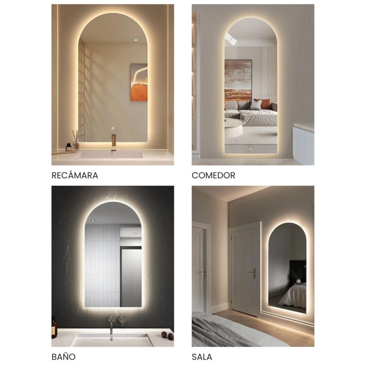 Foto 7 pulgar | Espejo con Luz Led Touch Cálida Forma Arco 60 X 120 cm