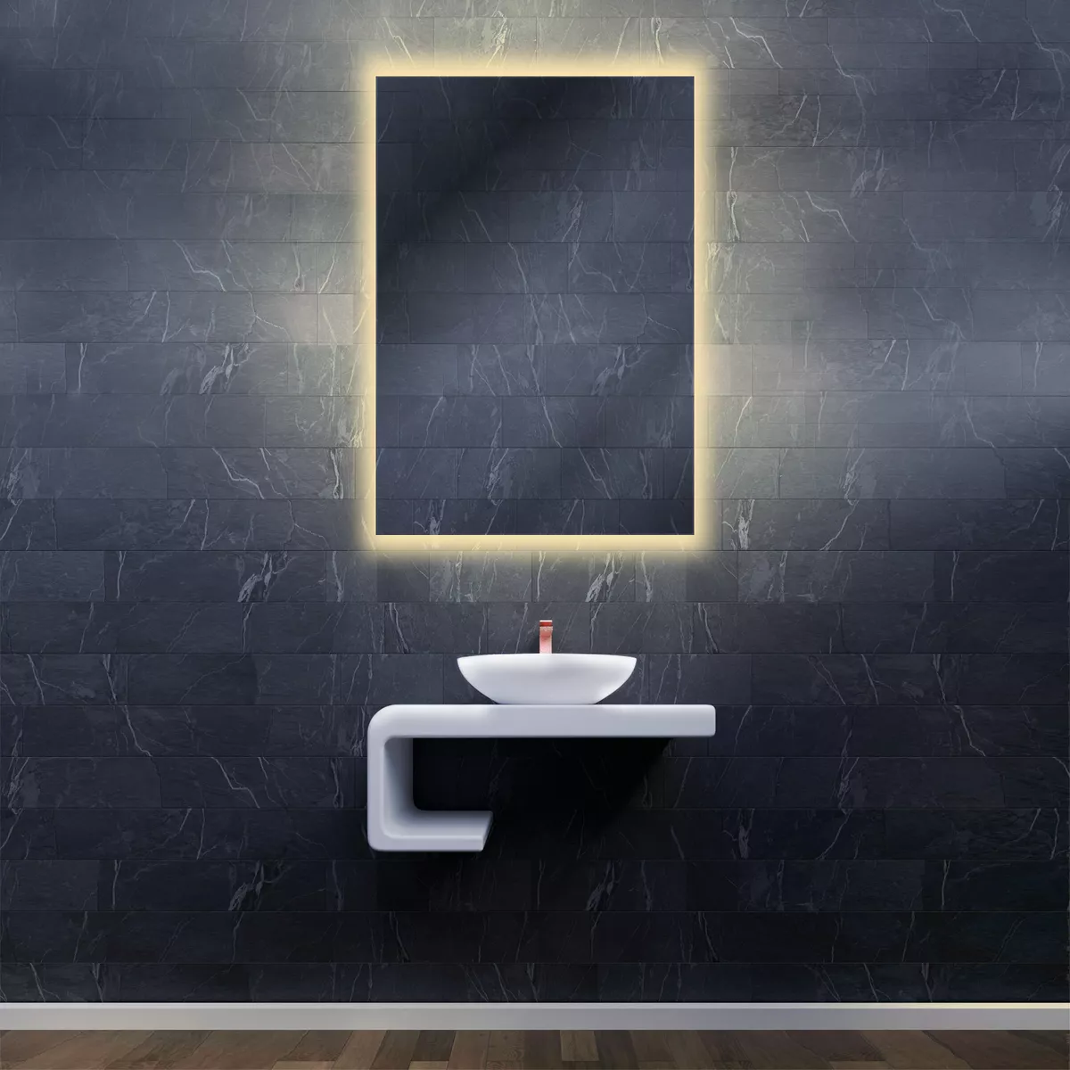 Foto 3 pulgar | Espejo Decorativo Rectangular 28 X 43 Cms Luz Led Touch