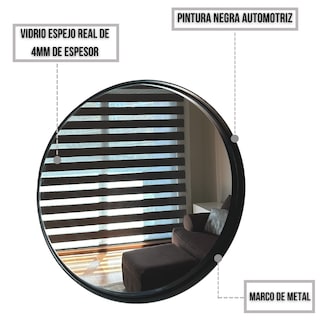 Foto 5 | Espejo 80 cm Marco de Metal Negro de Pared