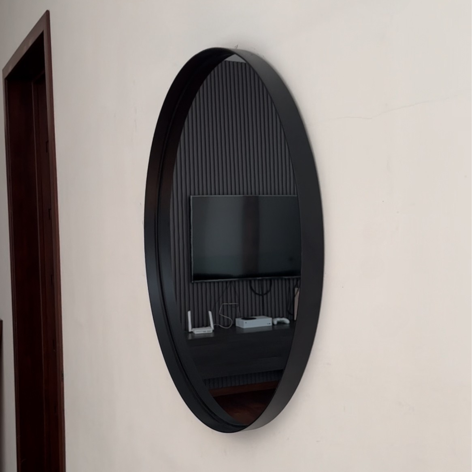 Foto 4 pulgar | Espejo 70 cm Marco de Metal Negro de Pared