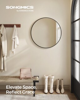 Foto 7 | Mirror Songmics, Pared Redonda De 60 Cm Para Baño, Marco Metálico, Color Negro