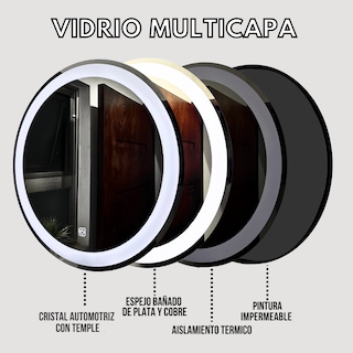 Foto 3 | Espejo 80cm Luz Led Blanca Touch Esmerilado Para Baño