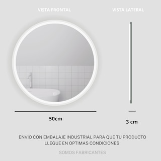Foto 5 | Espejo 50 cm Luz Led Touch Dimmer para Baño
