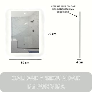 Foto 5 | Espejo 50 x 70cm Luz Led Touch Dimmer para Baño