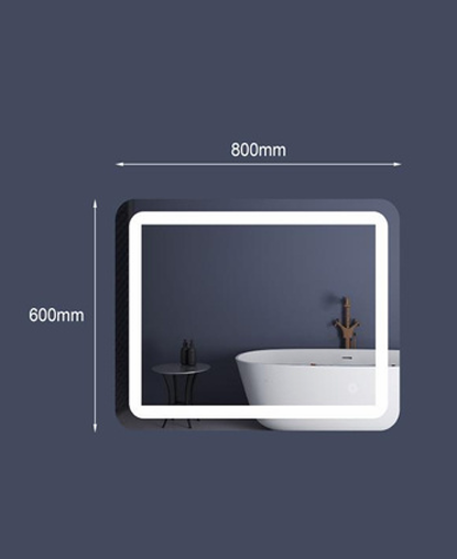 Foto 3 pulgar | Espejo Rectangular Lanzamiento Touch con Luz Led Blanca 80 x 60 cm