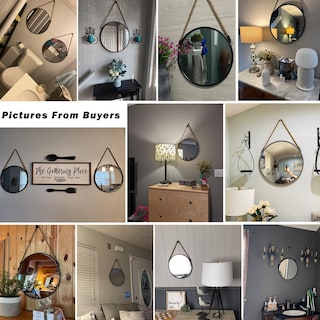 Foto 7 | Espejo De Pared Pozino Redondo De 38 Cm Para Colgar En Forma De Cuerda, Gris - Venta Internacional.