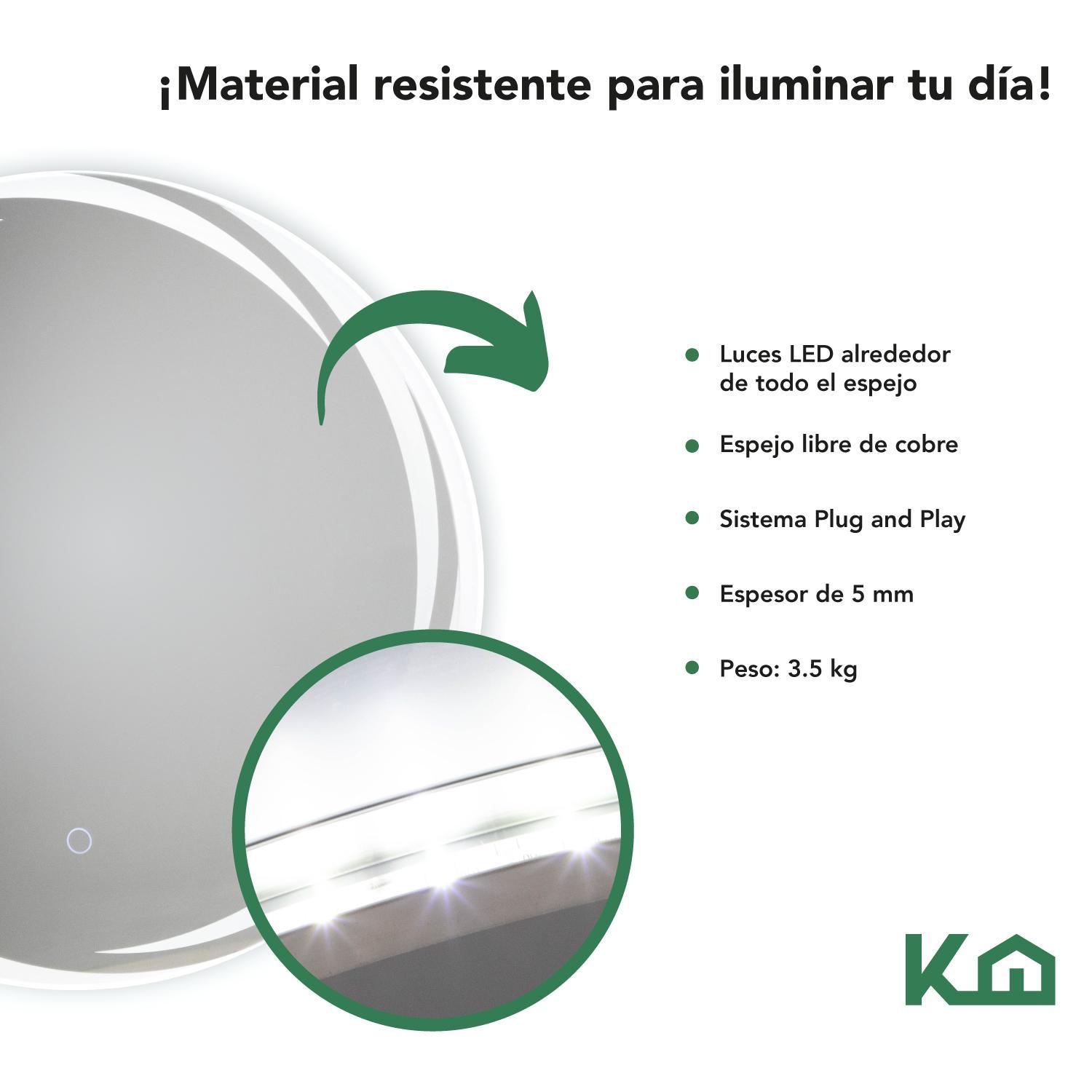 Foto 6 pulgar | Espejo con Luz Led Rectangular Sistema Touch
