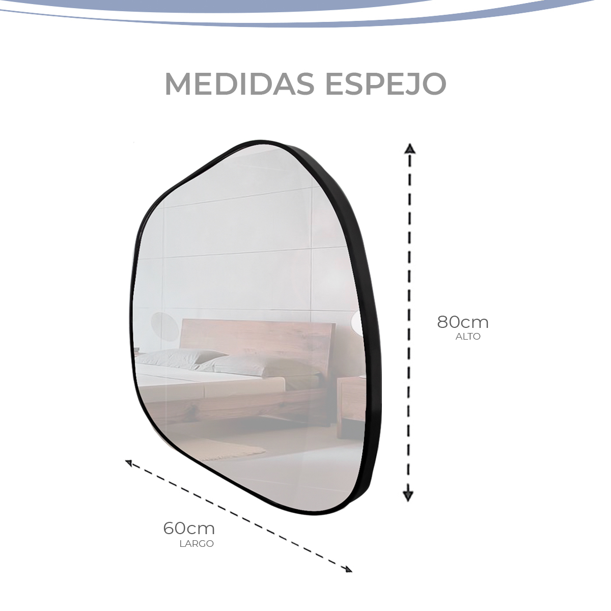 Foto 5 pulgar | Espejo Asimétrico De 60x80cm Con Marco De Metal Marca Gravita