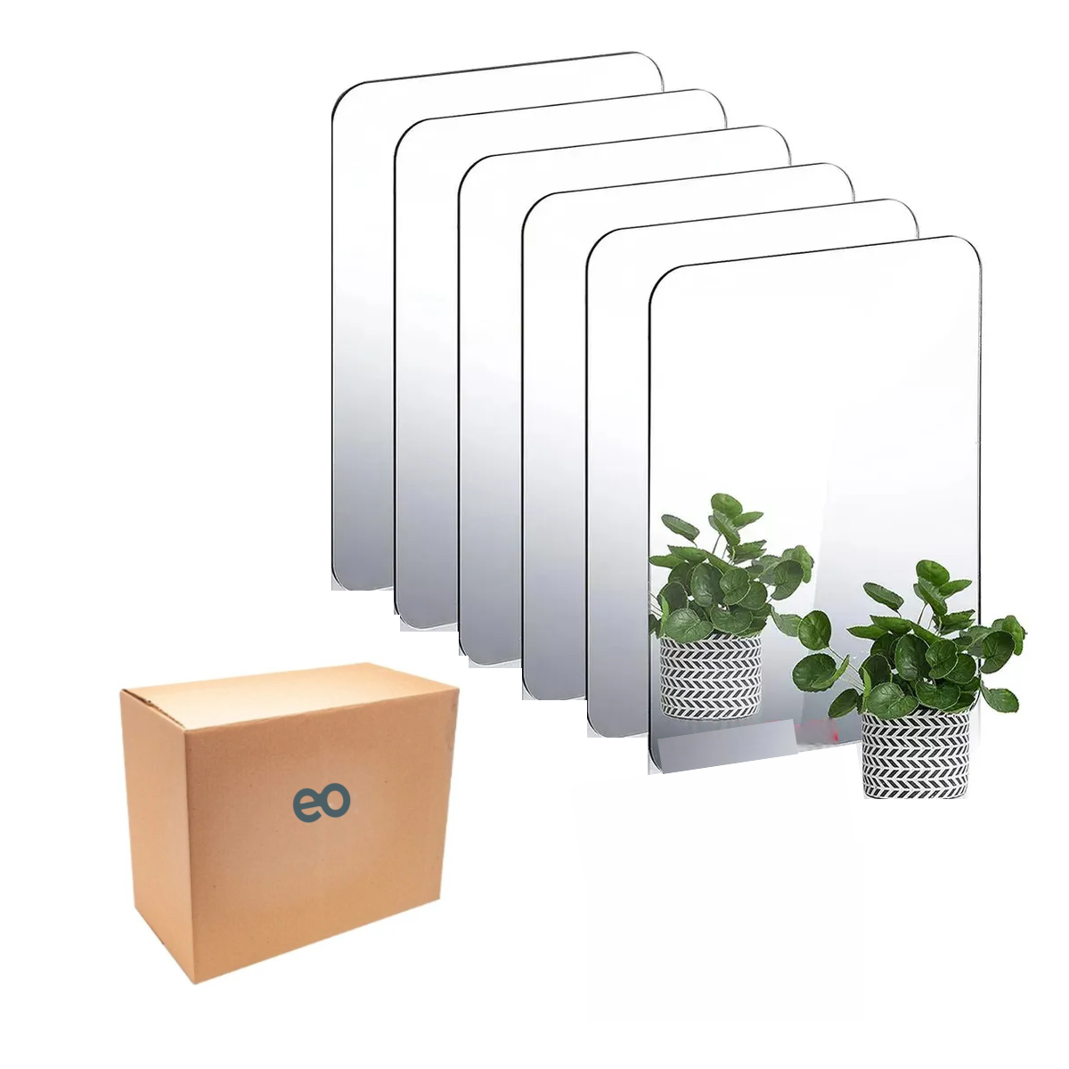 Foto 2 pulgar | Espejos De 6pcs Cuadrado Hogar Decorativos Inastillable Eo Safe Imports Esi-18925 Plata
