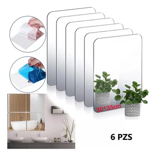 Foto 2 | Espejos De 6pcs Cuadrado Hogar Decorativos Inastillable Eo Safe Imports Esi-18925 Plata