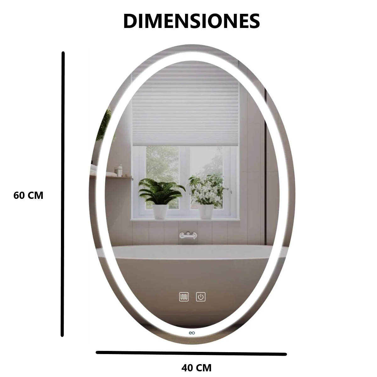 Foto 4 pulgar | Espejo Inteligente Touch Oval Eo Safe Imports Esi-18926 Plata