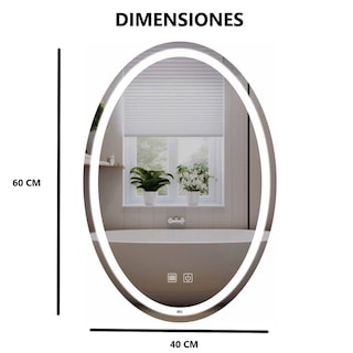 Foto 3 | Espejo Inteligente Touch Oval Eo Safe Imports Esi-18926 Plata