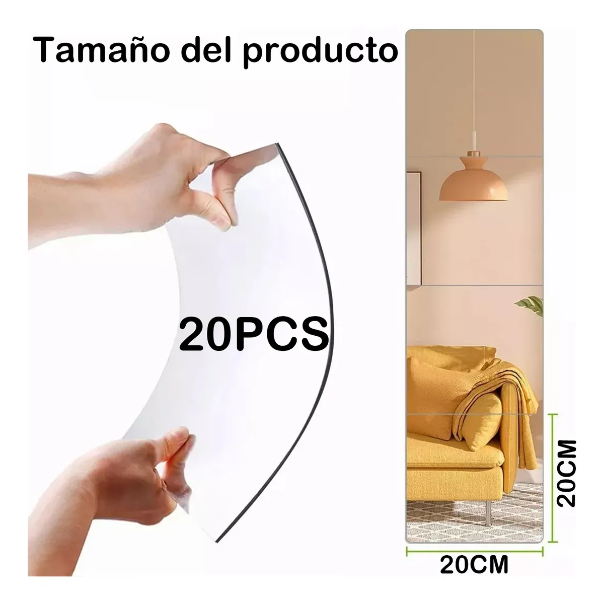 Foto 3 pulgar | Espejos Decorativos Pared Autoadhesivo Vinilos 20*20cm 20pcs Eo Safe Imports Esi-18928 Plata