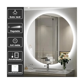 Foto 2 | Espejo Led Baño Touch 3 Modo Con Función Antivaho 40*40cm Redondo Eo Safe Imports Esi-18927 Plata
