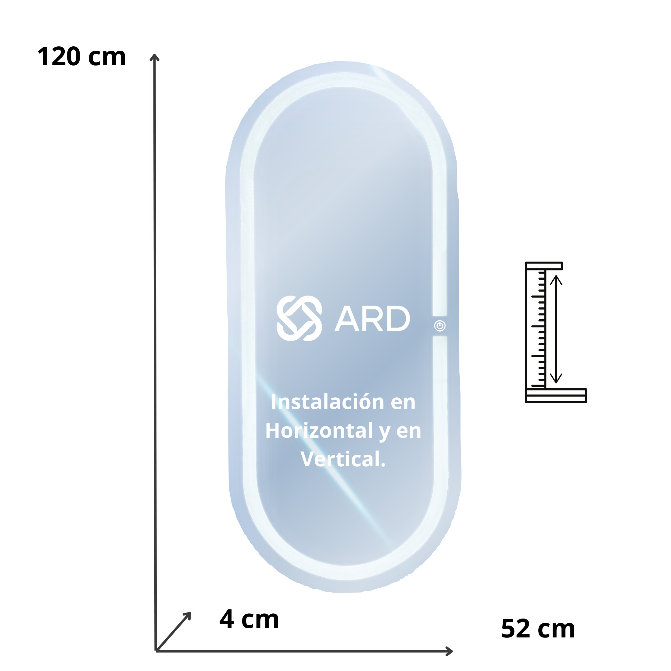 Foto 9 pulgar | Espejo Led Ard Glanz Luminous Oval Elegance 52 X 120