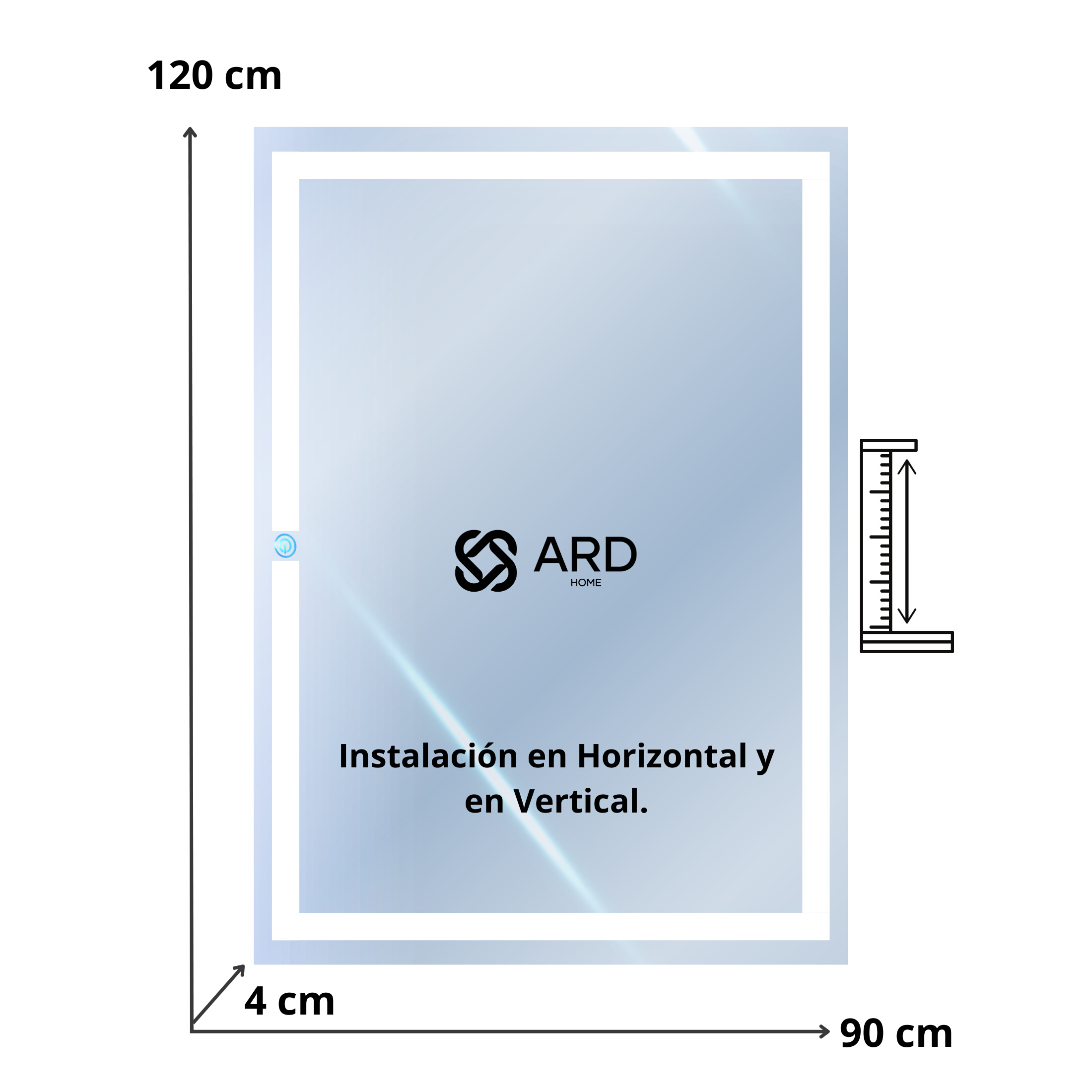 Foto 9 pulgar | Espejo Led Ard Espejo Glanz Luminous Glass Prestige 120 X 90 Cm