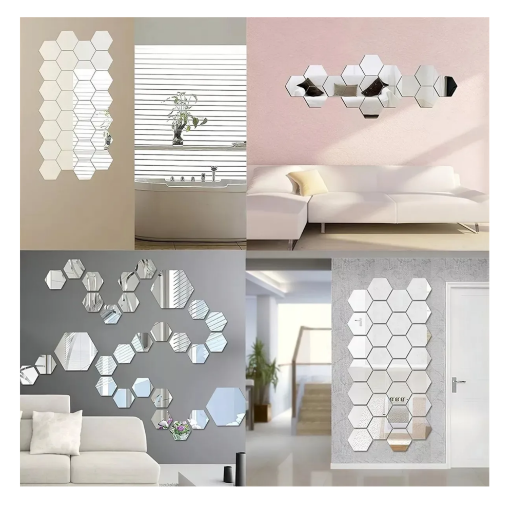 Foto 5 pulgar | Juego De Espejos De Pared Acrílicos Con Pegatina Belug, 90 Piezas Plata