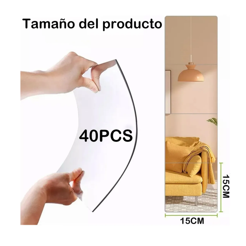 Foto 3 pulgar | Juego De Espejos De Pared Acrílicos Con Pegatina Belug, 40pc Plata