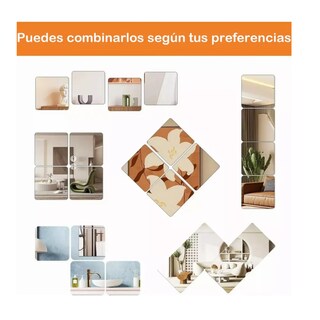 Foto 3 | Juego De Espejos De Pared Acrílicos Con Pegatina Belug, 40pc Plata