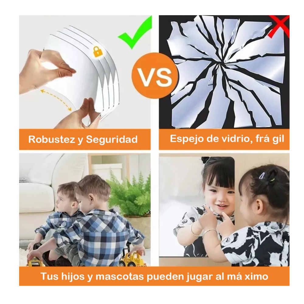 Foto 4 | Juego De Espejos De Pared Acrílicos Con Pegatina Belug, 40pc Plata