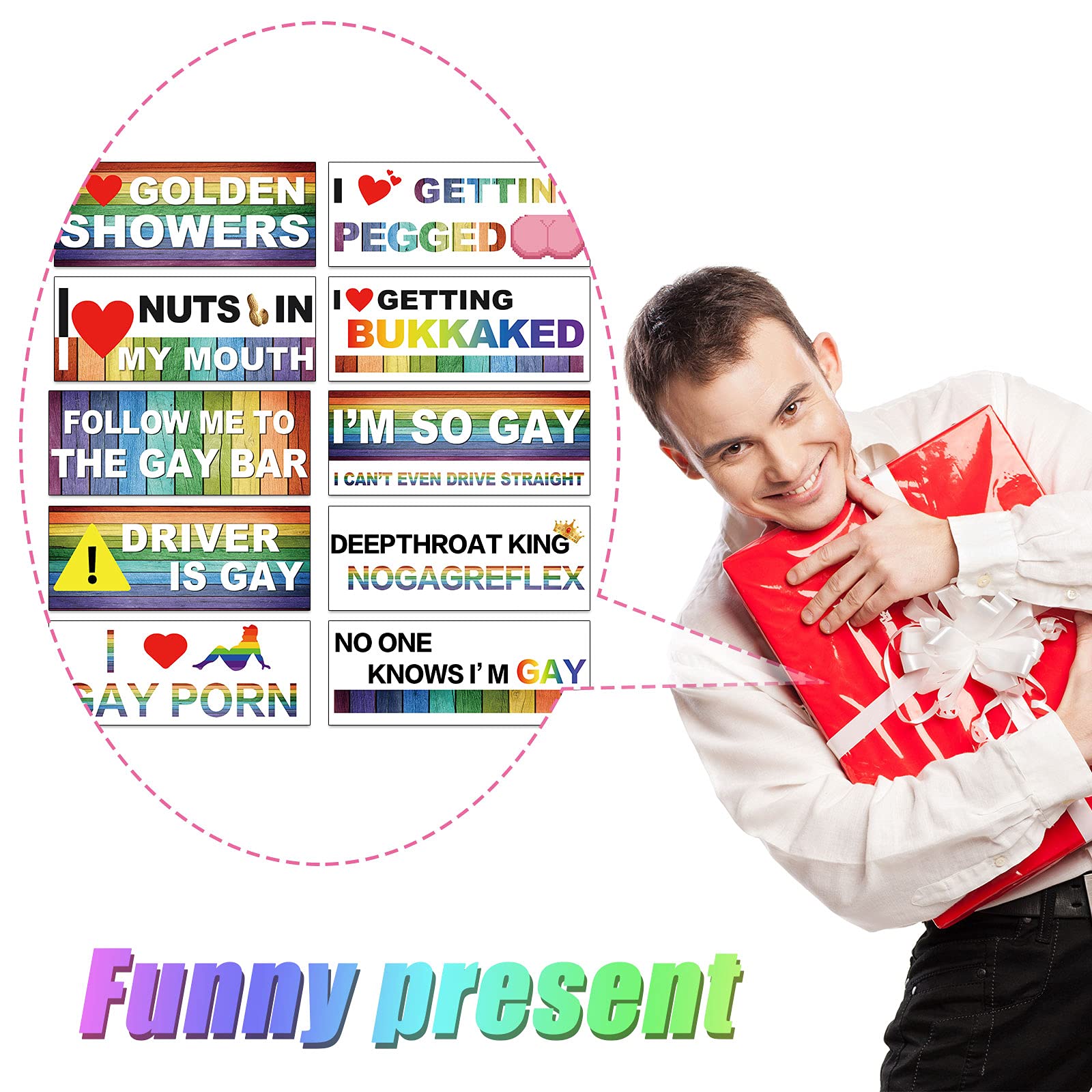 Foto 7 | Pegatinas Divertidas Para Coche Lgbt De Frienda, 10 Unidades - Venta Internacional.