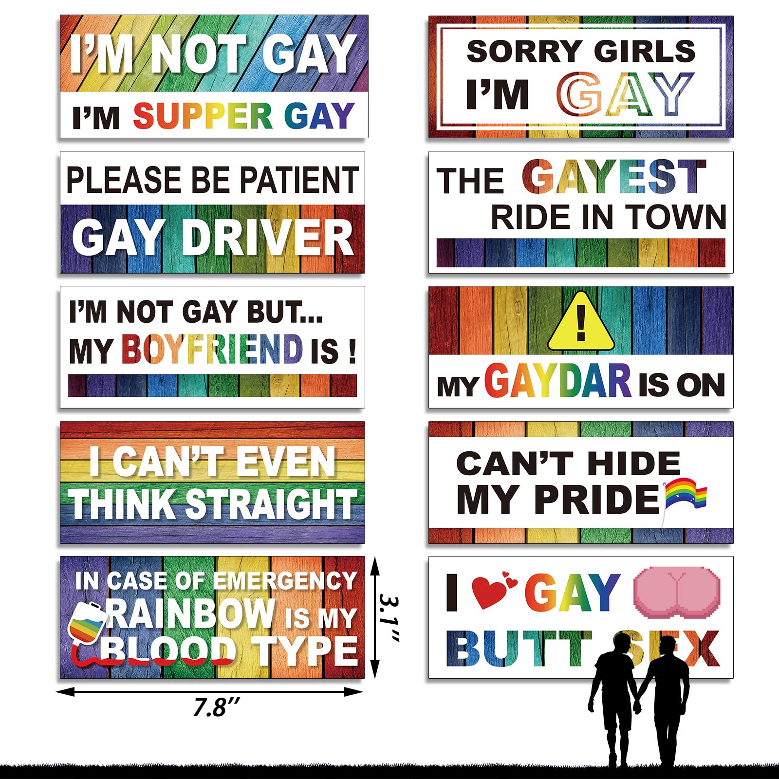Foto 4 pulgar | Pegatinas Divertidas Para Coche Lgbt De Frienda, 10 Unidades - Venta Internacional.