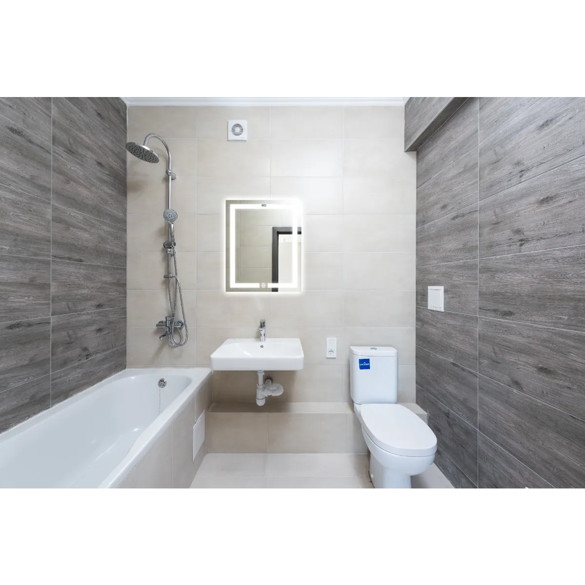 Foto 3 pulgar | Espejo Led 60x50 Cm Rectangular Touch  Eo Safe Imports Esi-20532 Plata