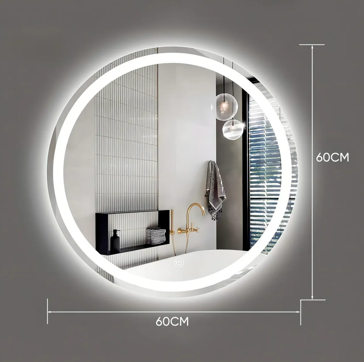 Foto 3 pulgar | Espejo Redondo Con Luz Led Touch Cálida Decorativos Para Baño De 60cm X 60cm 3 Modos