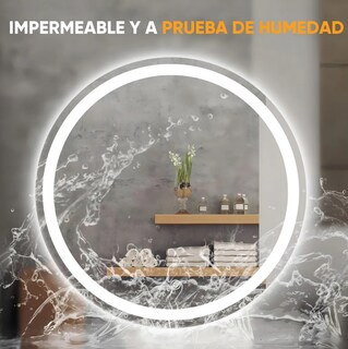 Foto 4 | Espejo Redondo Con Luz Led Touch Cálida Decorativos Para Baño De 60cm X 60cm 3 Modos