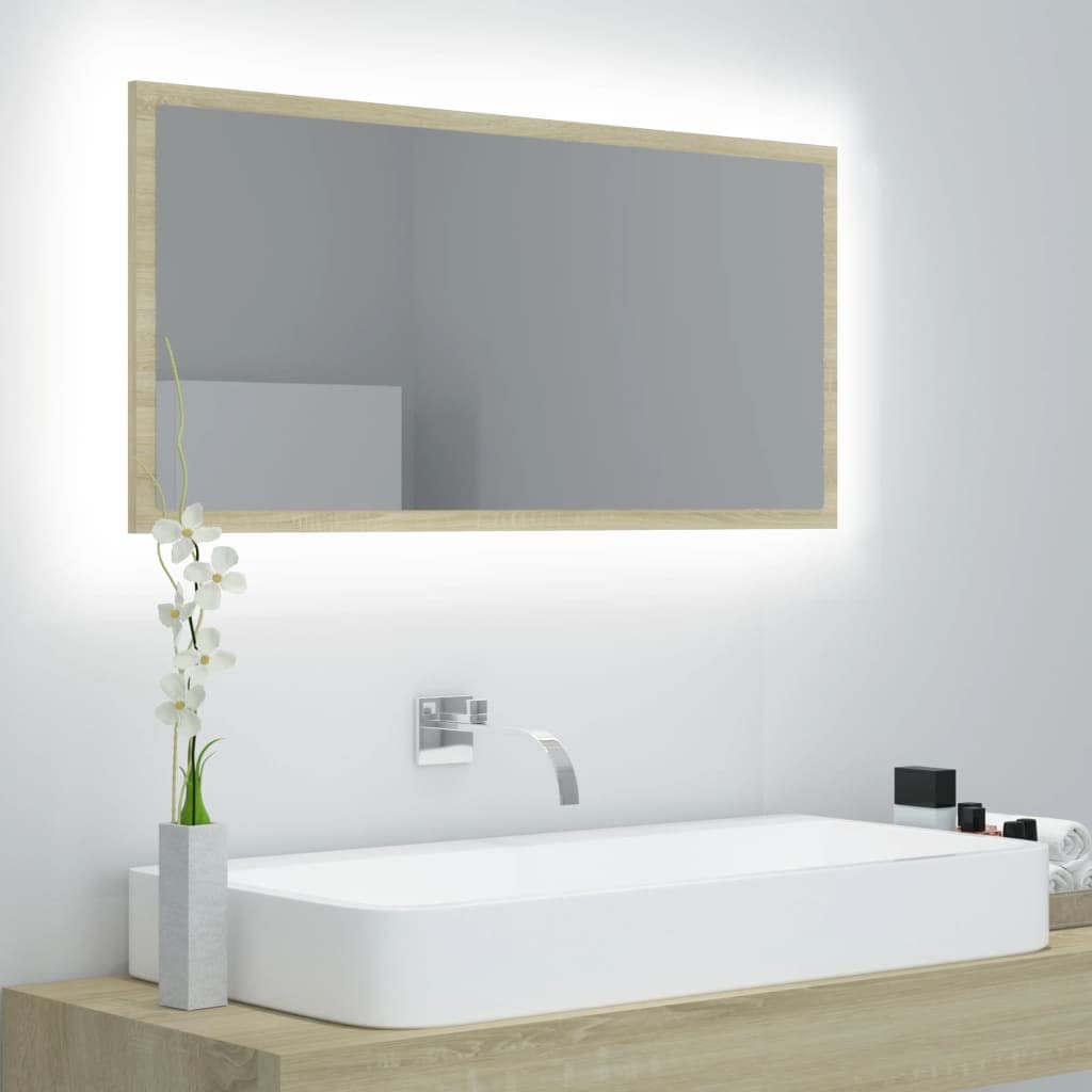 Foto 3 pulgar | Espejo Led Para Baño Vidaxl Sonoma  Madera Aglomerada De Roble  90 X 8 4 X 37 Cm - Venta Internacional.