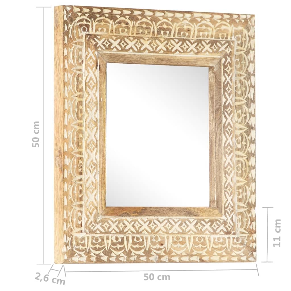 Foto 6 pulgar | Espejo Vidaxl De Mango Macizo  50 X 50 Cm  Tallado A Mano  Marrón - Venta Internacional.