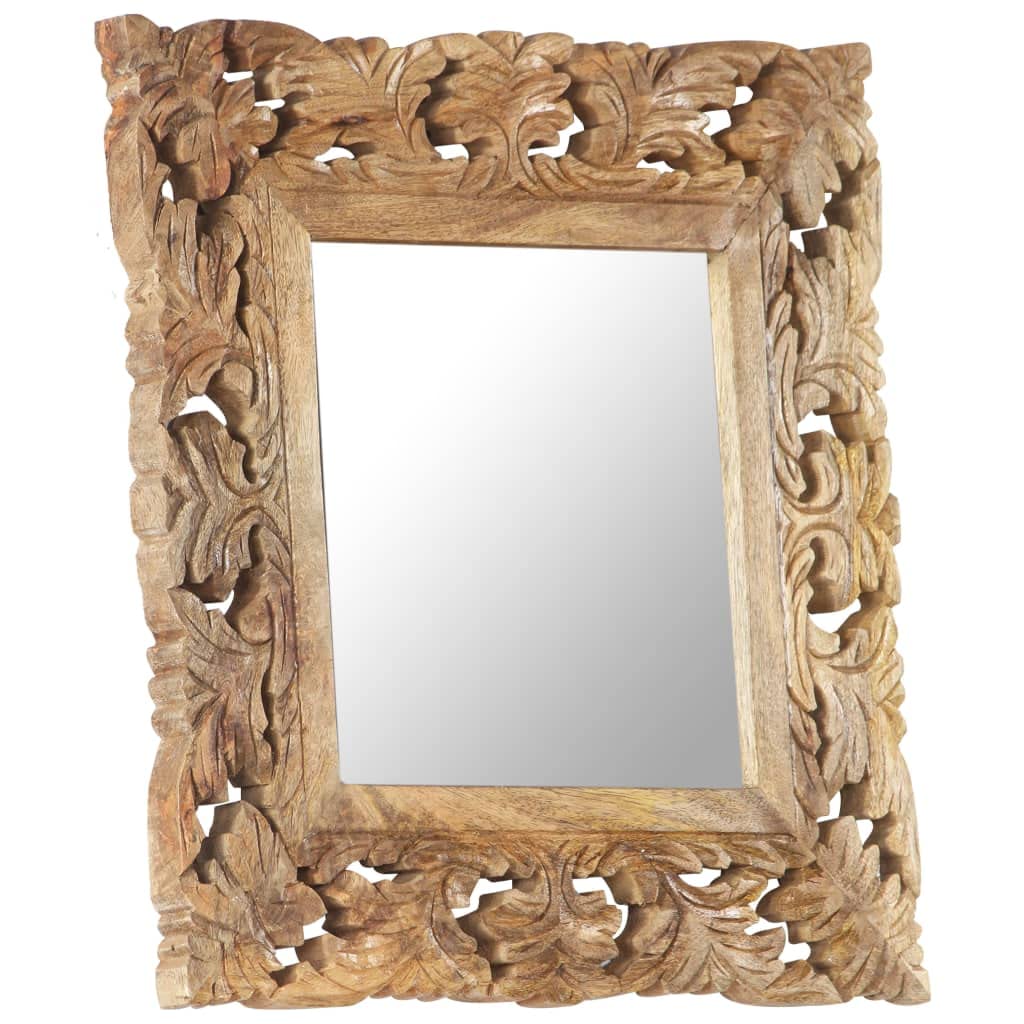 Foto 4 | Espejo Vidaxl De Mango Macizo Marrón Tallado A Mano  50 X 50 Cm - Venta Internacional.