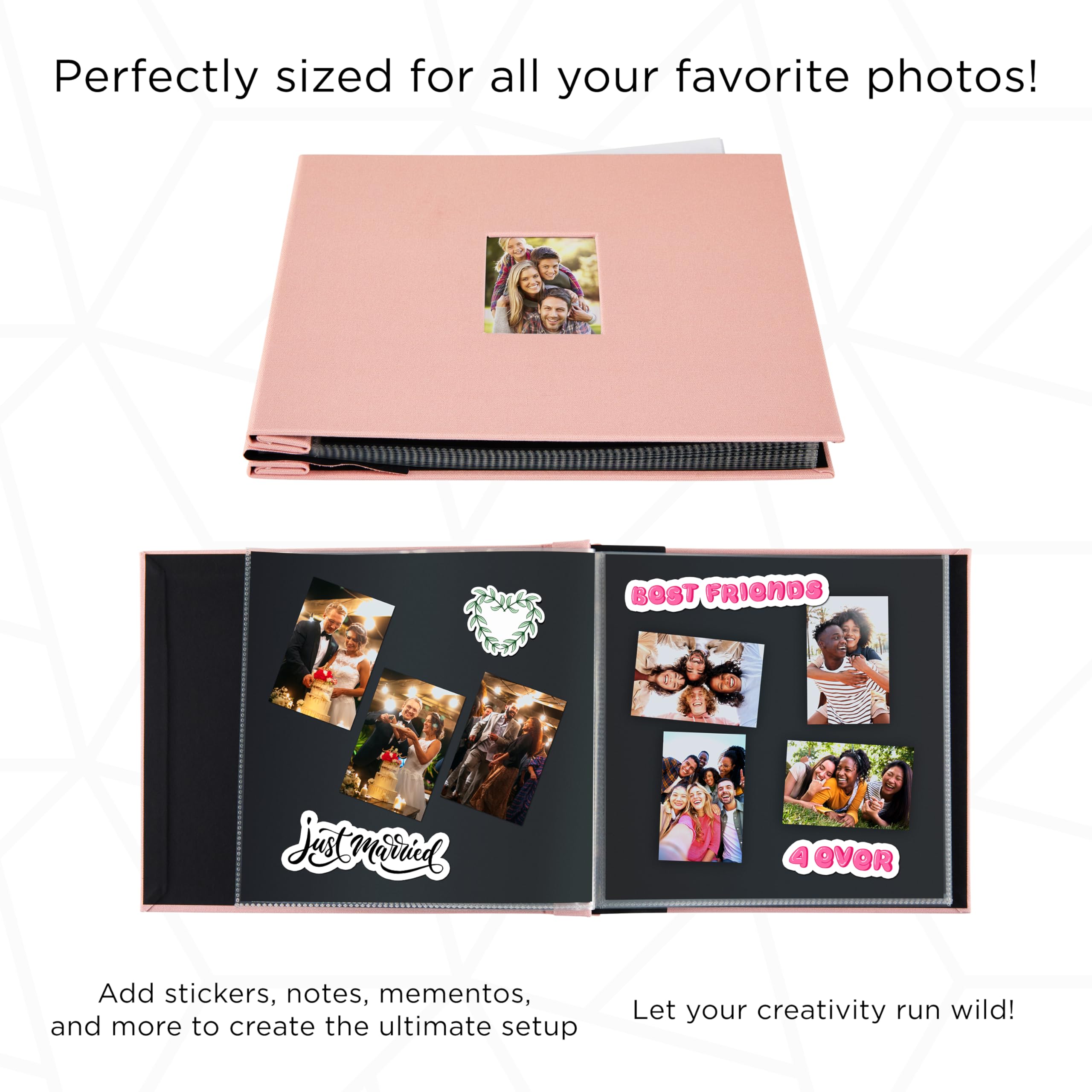 Foto 3 pulgar | Álbum De Fotos Para Álbumes De Recortes, Tapizado En Tela Zincada, 20 X 20 Cm, Color Rosa - Venta Internacional.