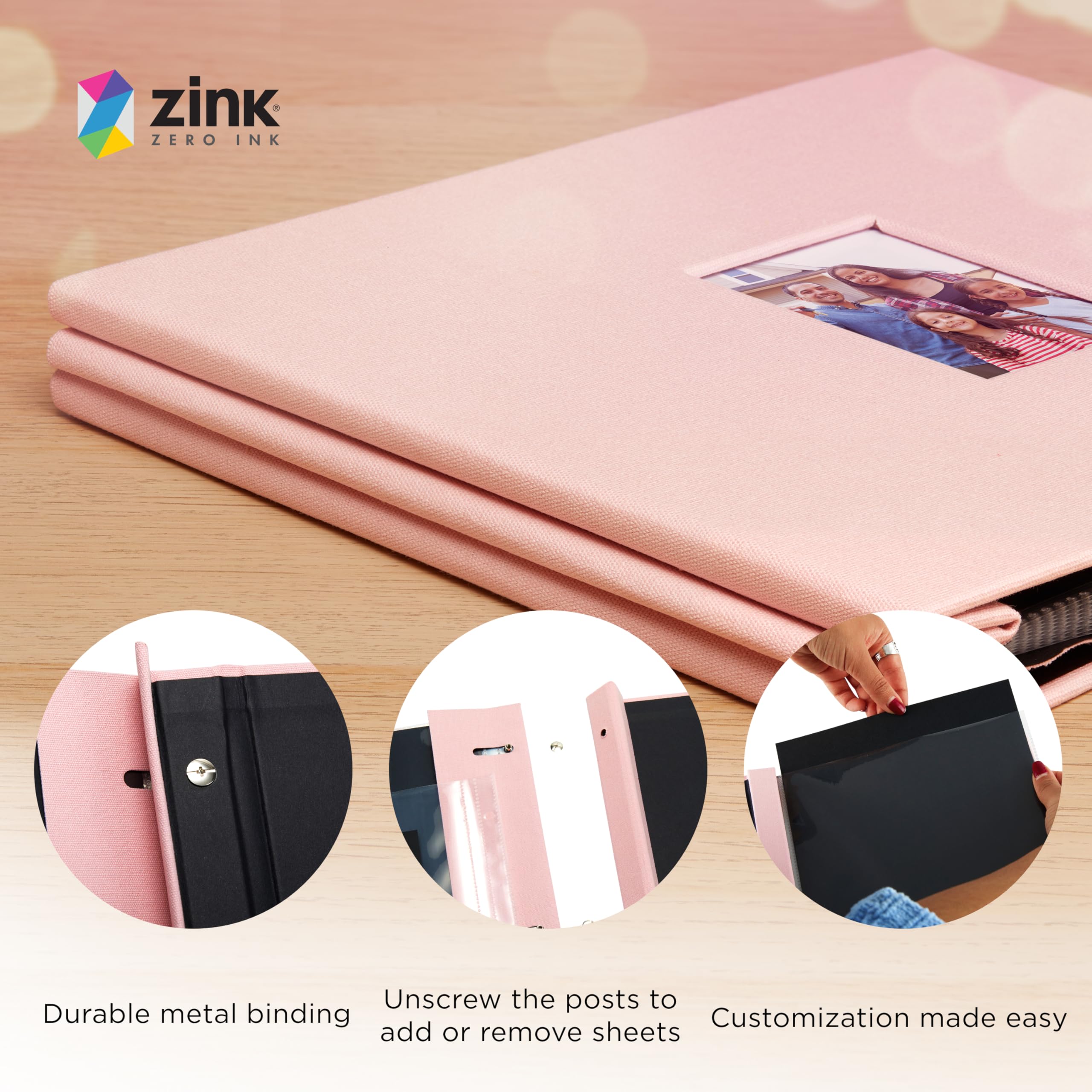 Foto 3 | Álbum De Fotos Para Álbumes De Recortes, Tapizado En Tela Zincada, 20 X 20 Cm, Color Rosa - Venta Internacional.