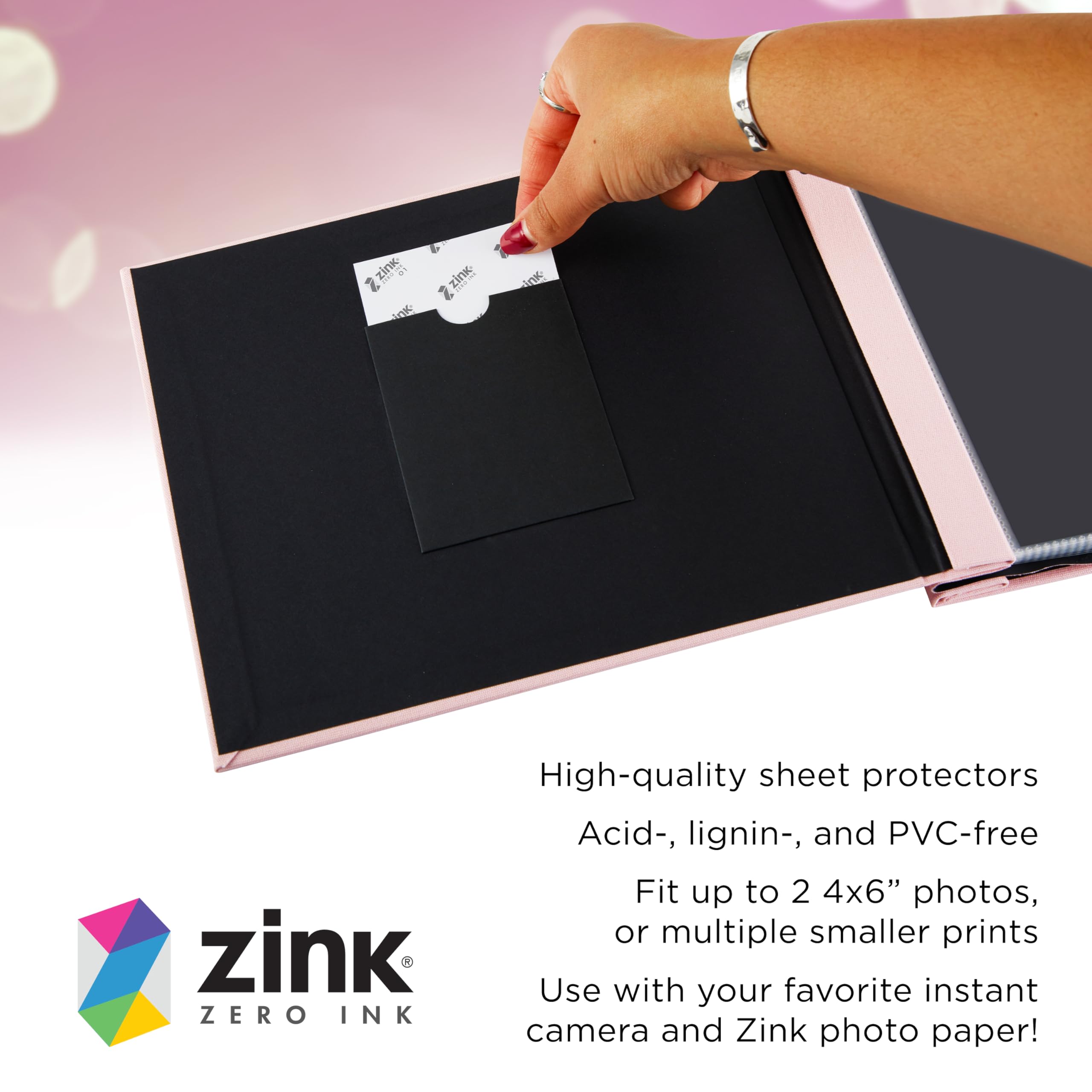 Foto 5 pulgar | Álbum De Fotos Para Álbumes De Recortes, Tapizado En Tela Zincada, 20 X 20 Cm, Color Rosa - Venta Internacional.
