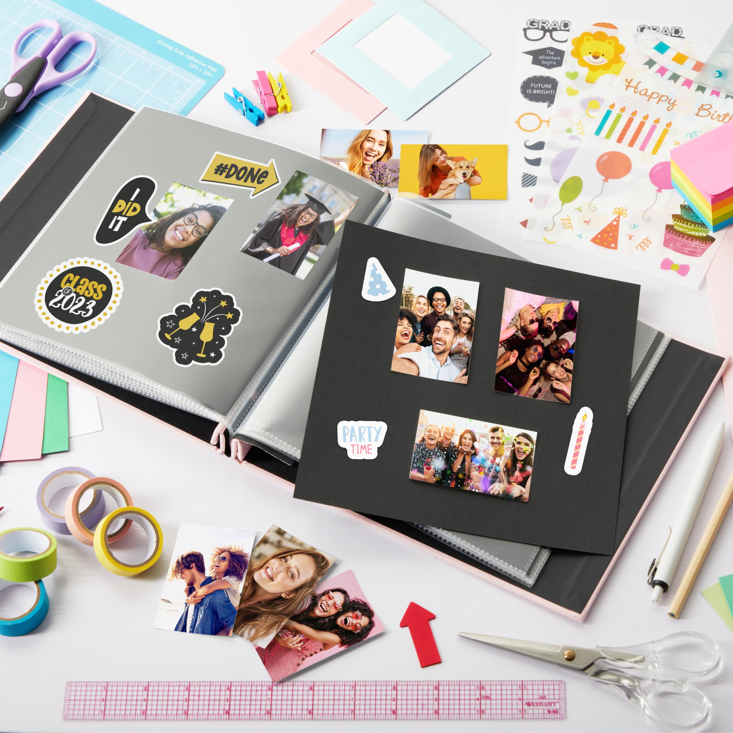 Foto 6 | Álbum De Fotos Para Álbumes De Recortes, Tapizado En Tela Zincada, 20 X 20 Cm, Color Rosa - Venta Internacional.