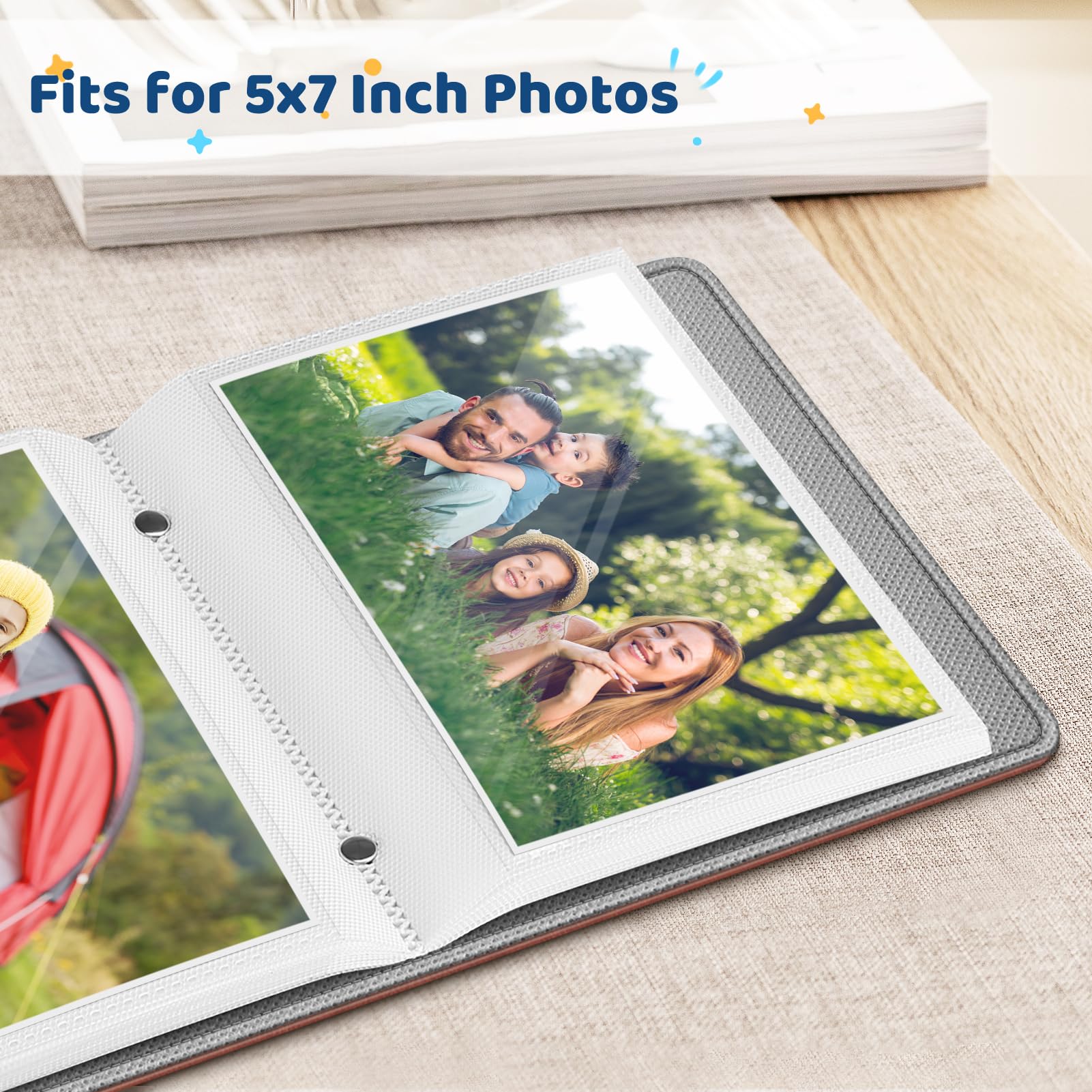 Foto 2 | Álbum De Fotos Fintie, 5 X 7 Fotos, 52 Bolsillos, Piel Vegana, Color Marrón - Venta Internacional.