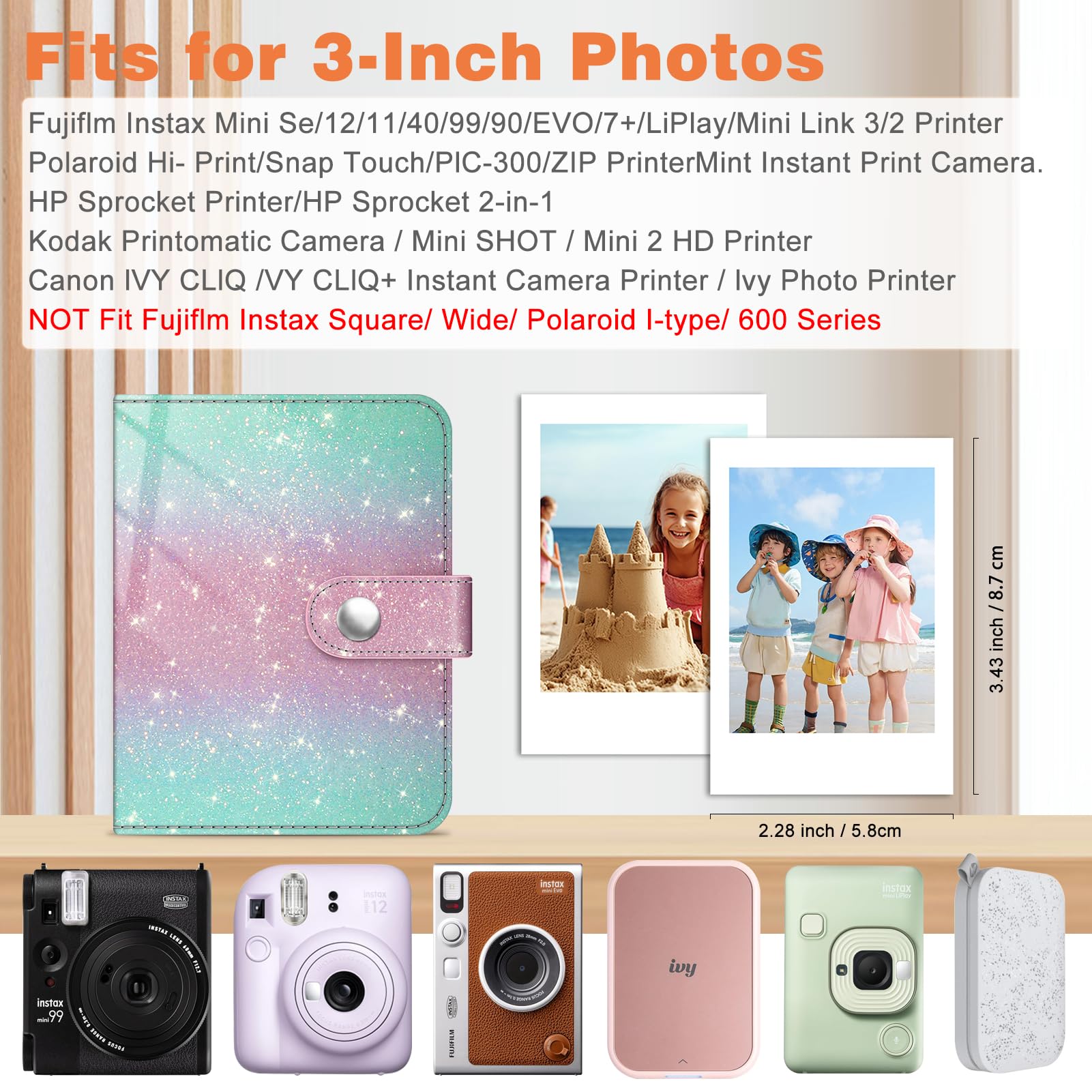 Foto 2 | Álbum De Fotos Fintie Mini Para Películas De 2 X 3 Pulgadas, 52 Bolsillos - Venta Internacional.