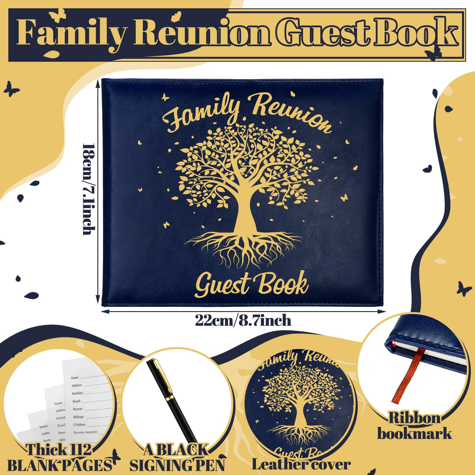 Foto 3 pulgar | Libro De Visitas Para Reuniones Familiares, Patelai Con Bolígrafo, 112 Páginas - Venta Internacional.